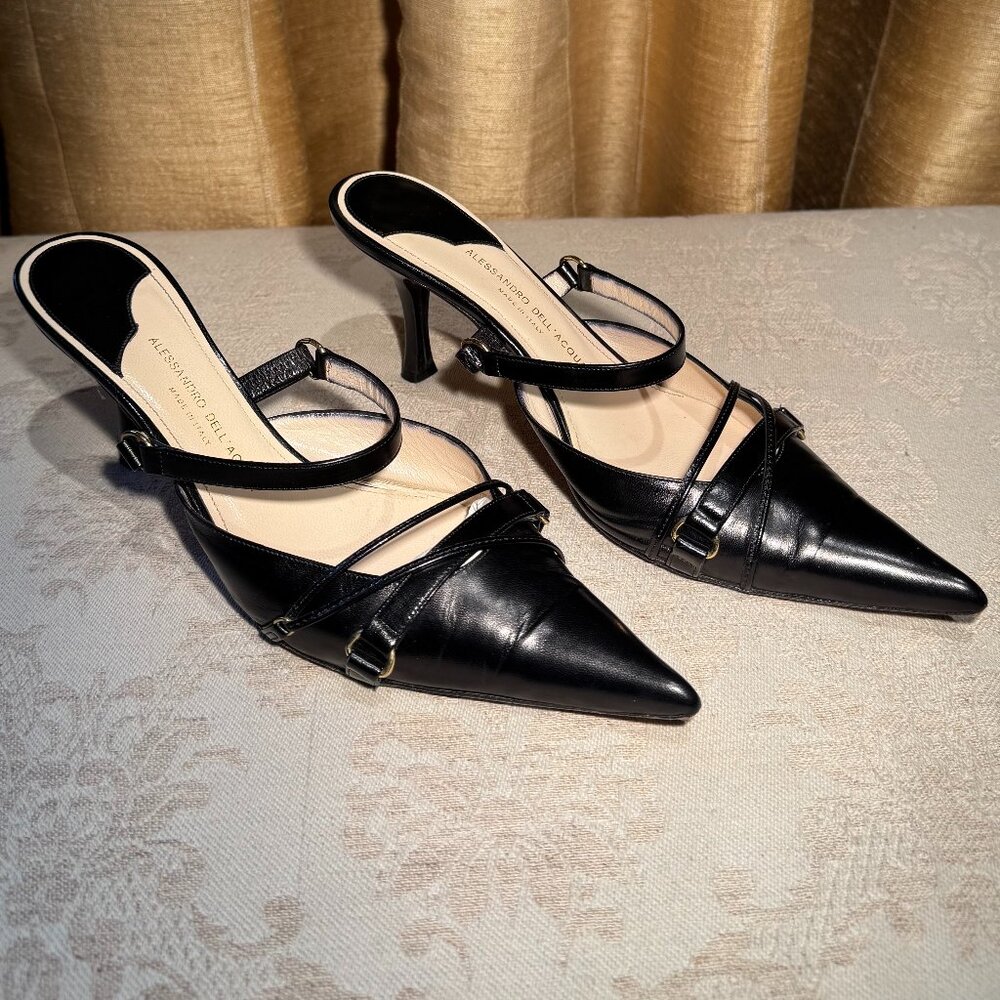 Alessandro Dell'Acqua Leather 3" Mule Heels Size 38